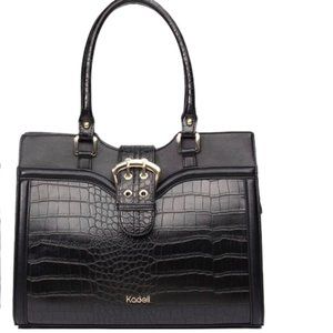 Kadell 🌱vegan croc embossed black tote